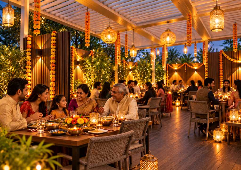 Festive Diwali Dinner on a Rooftop Terrace